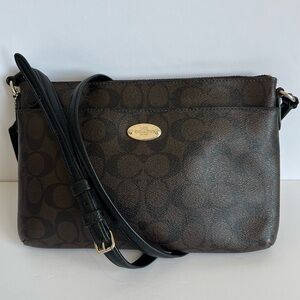 Coach F52657 Brown & Black Crossbody Leather Handbag Purse